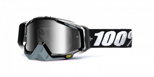 brýle Racecraft Abyss Black, 100% - USA (střírbné chrom plexi + čiré plexi + chránič nosu +20 strhávaček)